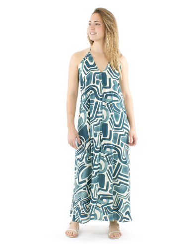 Robe longue viscose dos nu imprimé Graffiti