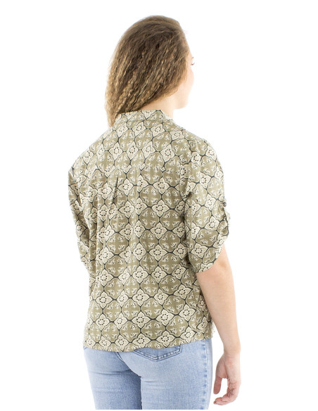 Chemisier coton Block 3 boutons manches 3/4 imprimé 3012