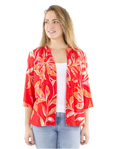 Chemisier viscose manches 3/4 plis poitrine...