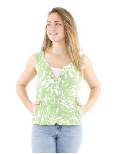 Chemisier 70% viscose 30% lin sans manches imprimé fleurs 2