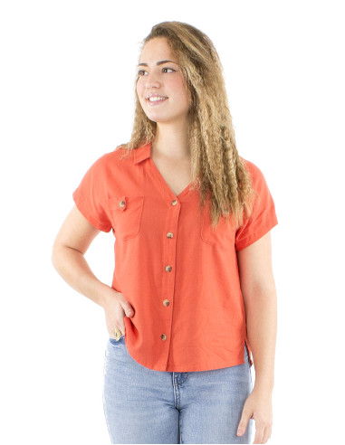 Chemisier 54% lin 46% viscose boutonné avec...