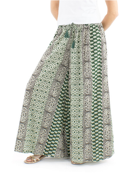 Pantalon coton block rayures patte def imprimé 3009