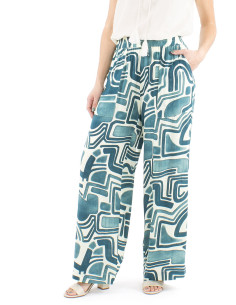 Pantalon viscose large ceinture élastique imprimé graffiti