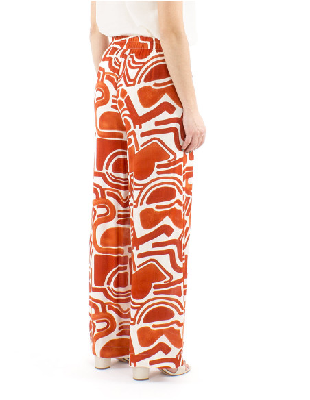 Pantalon viscose large ceinture élastique imprimé graffiti