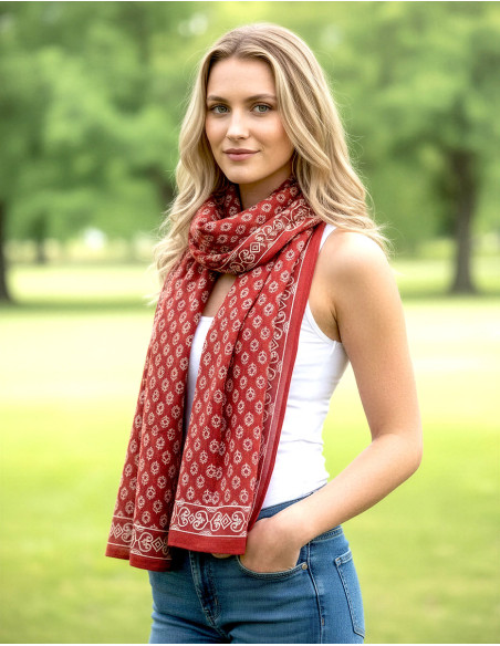 Paréo écharpe coton imprimé blocs Rajasthani