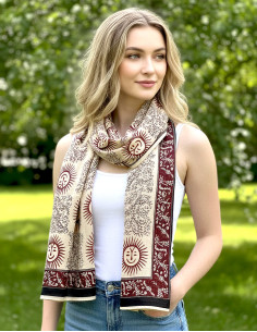 Paréo écharpe coton imprimé blocs Soleil