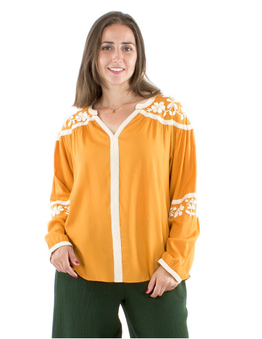 Chemisier viscose brodé main