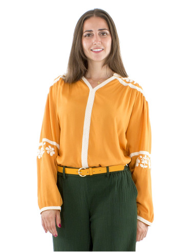Chemisier viscose brodé main