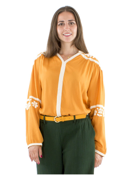 Chemisier viscose brodé main
