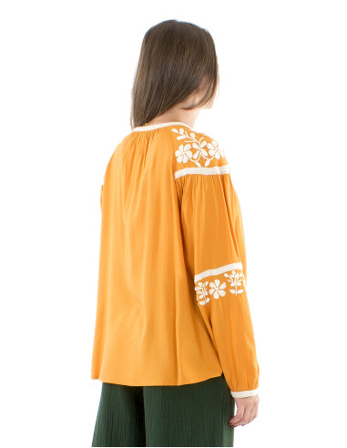 Chemisier viscose brodé main
