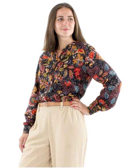 Chemisier coton manches longues imprimé Florindie