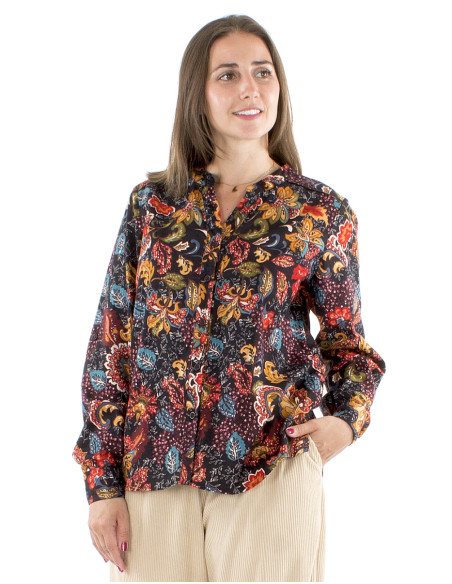 Chemisier coton manches longues imprimé Florindie