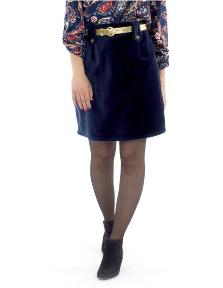 Jupe coton velours ras