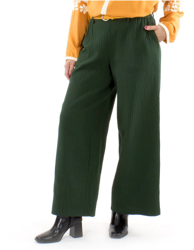 Pantalon coton poches ceinture 1/2 élastique