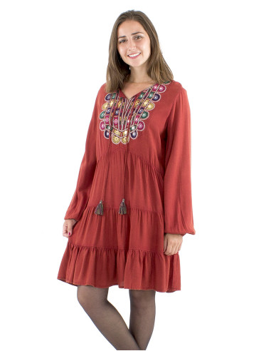 Robe viscose brodée miroirs