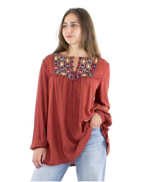 Tunique viscose brodée miroirs