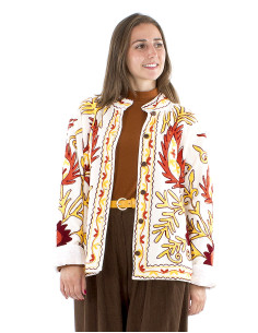 Veste coton velours ras broderie Suzani
