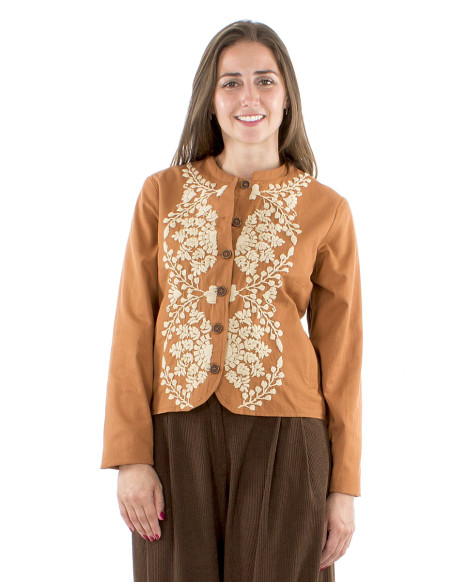 Veste coton Twill brodée main
