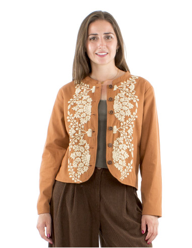 Veste coton Twill brodée main