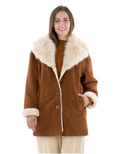 Manteau velours polyester fausse fourrure 2