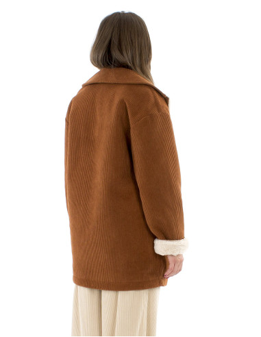 Manteau velours polyester fausse fourrure