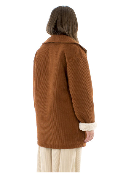 Manteau velours polyester fausse fourrure