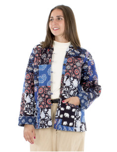 Veste coton réversible patchwork matelassée polyester