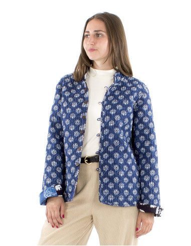 Veste coton réversible patchwork matelassée...