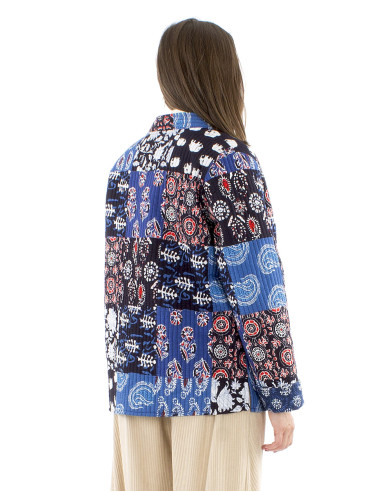 Veste coton réversible patchwork matelassée...