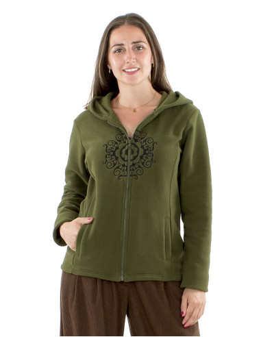 Veste maille polyester polaire capuche brodée...