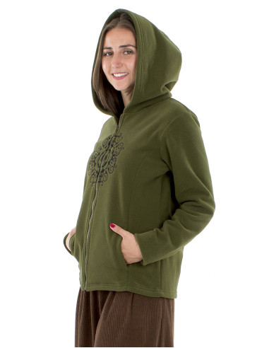 Veste maille polyester polaire capuche brodée...