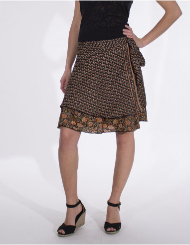 Falda corta poliester cruzada sari