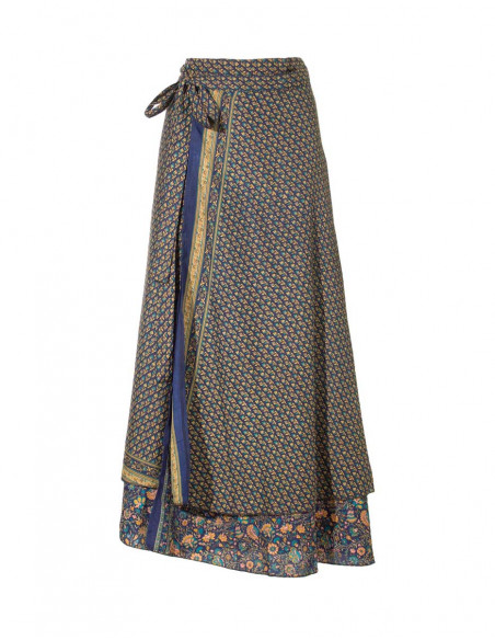 Falda larga poliester cruzada sari
