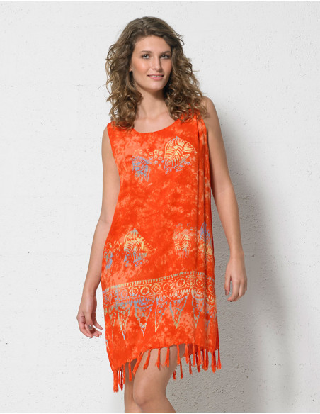 MINI ROBE VISCOSE FRANGES