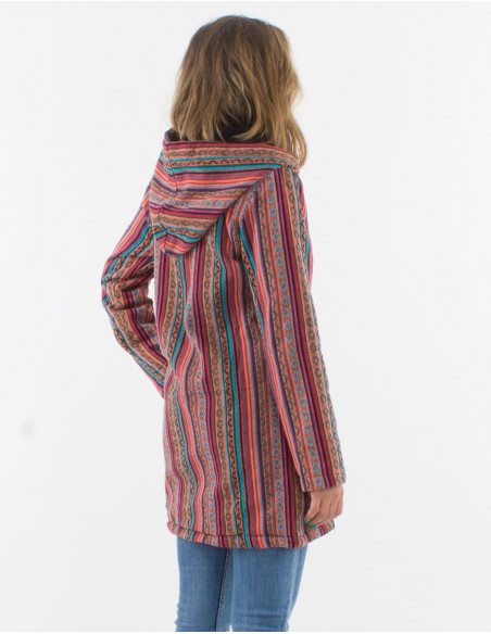 Manteau coton doublure polaire polyester zip et capuche