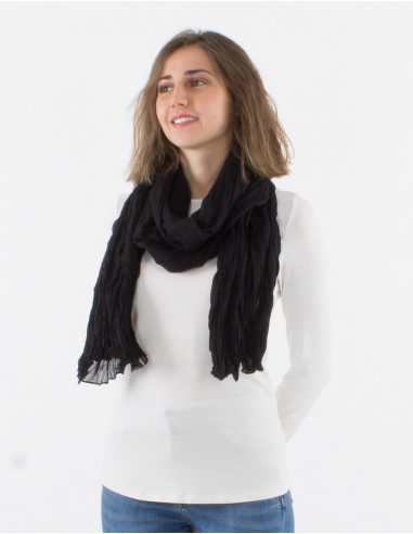 Pack de 10 écharpes coton froissé noir