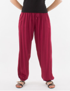 Pantalon viscosa liso con bolsillos bajo con elastico 2