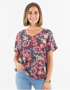 Blusa viscosa mangas cortas estampado bohemia 2