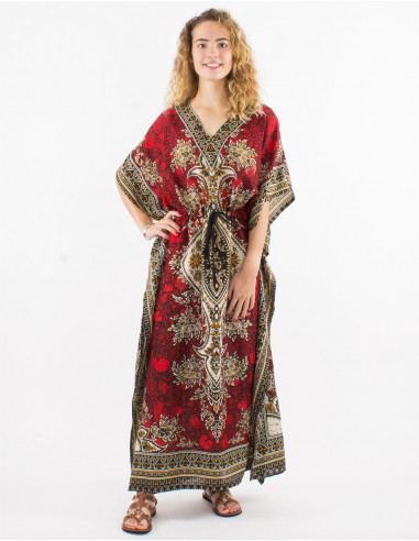 Robe Longue Kaftan Polyester Imprime