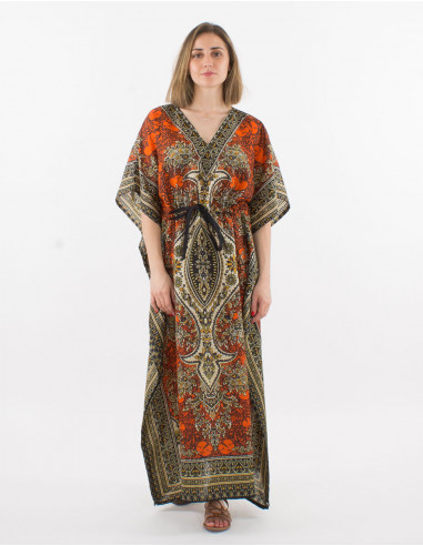 Robe Longue Kaftan Polyester Imprime