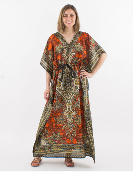 Robe Longue Kaftan Polyester Imprime