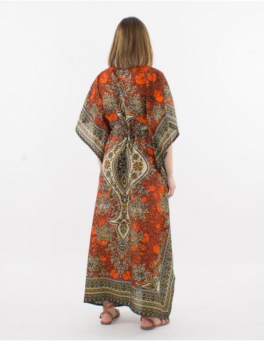 Robe Longue Kaftan Polyester Imprime