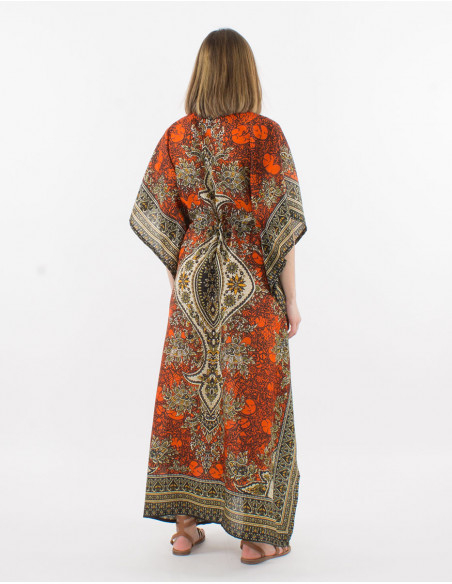 Robe Longue Kaftan Polyester Imprime