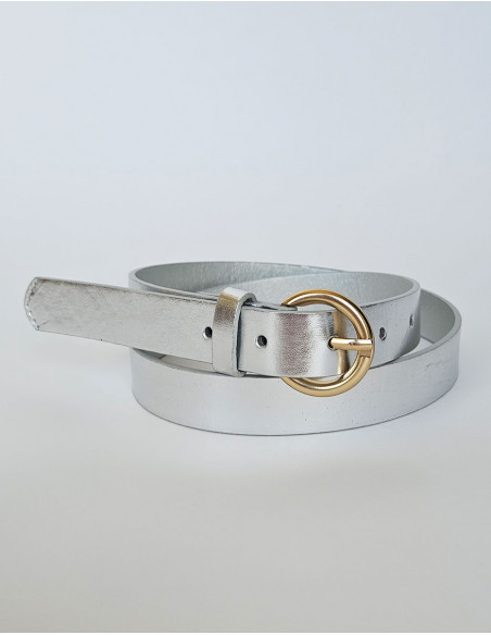 Ceinture polyuréthane unie boucle métal