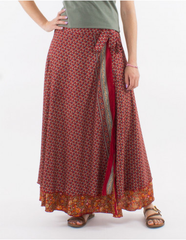 Falda larga poliester cruzada sari